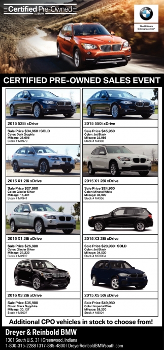 Certified Pre Owned Sales Event Dreyer And Reinbold Bmw Greenwood In