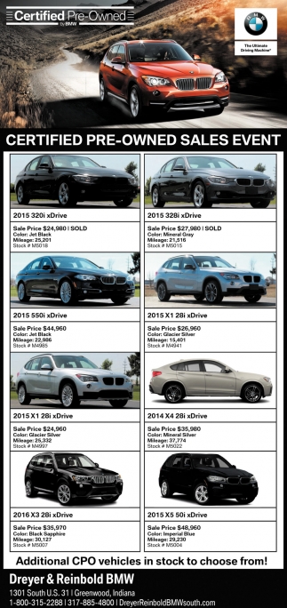 Certified Pre Owned Sales Event Dreyer And Reinbold Bmw Greenwood In