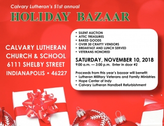 Holiday Bazaar Calvary Lutheran Church School