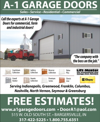 Free Estimates A 1 Garage Doors Bargersville In