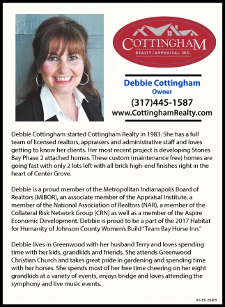 Debbie Cottingham, Owner, Cottingham Realty Debbie Cottingham