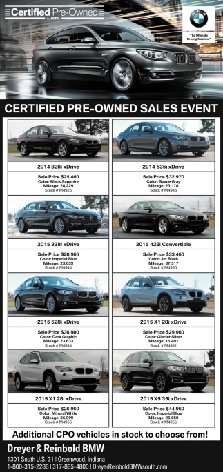 Certified Pre Owned Sales Event Dreyer And Reinbold Bmw