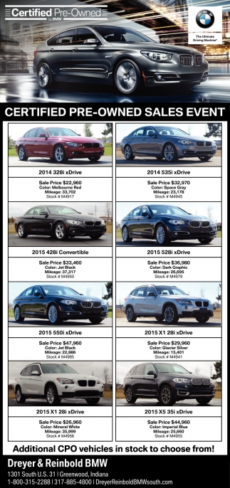 Certified Pre Owned Sales Event Dreyer And Reinbold Bmw Greenwood In